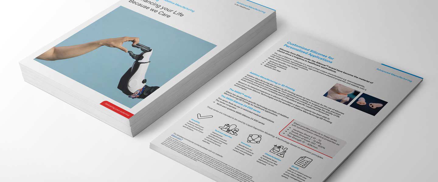 Flyer on healthcare using 3D printing with silicones
