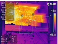 Assessment of the temperature profile of an ELMON® sidewall lining following removal of the shell and lining bricks.
